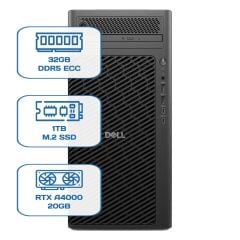 DELL PRO MAX TOWER T2 CORE ULTRA 9 285K 32GB ECC RAM 1TB M.2 SSD RTX A4000 20 GB W11P WS