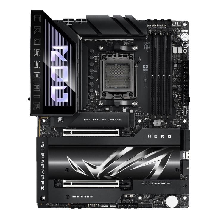 ASUS ROG CROSSHAIR X870E HERO AMD X870E AM5 DDR5 8400 HDMI 2XUSB4 5X M2 USB3.2 WİFİ 7 + BT AURA RGB 2.5GBİT + GBİT LAN ATXA ANAKART 90MB1IE0-M0EAY0