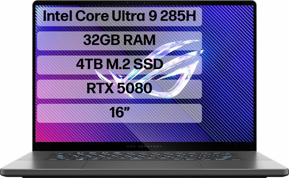 ASUS ROG ZEPHYRUS G16 GU605CW-QR158 ULTRA 9-285H - 32GB RAM - 4TB M.2 SSD - RTX5080 - W11P - 16'' TAŞINABİLİR BİLGİSAYAR