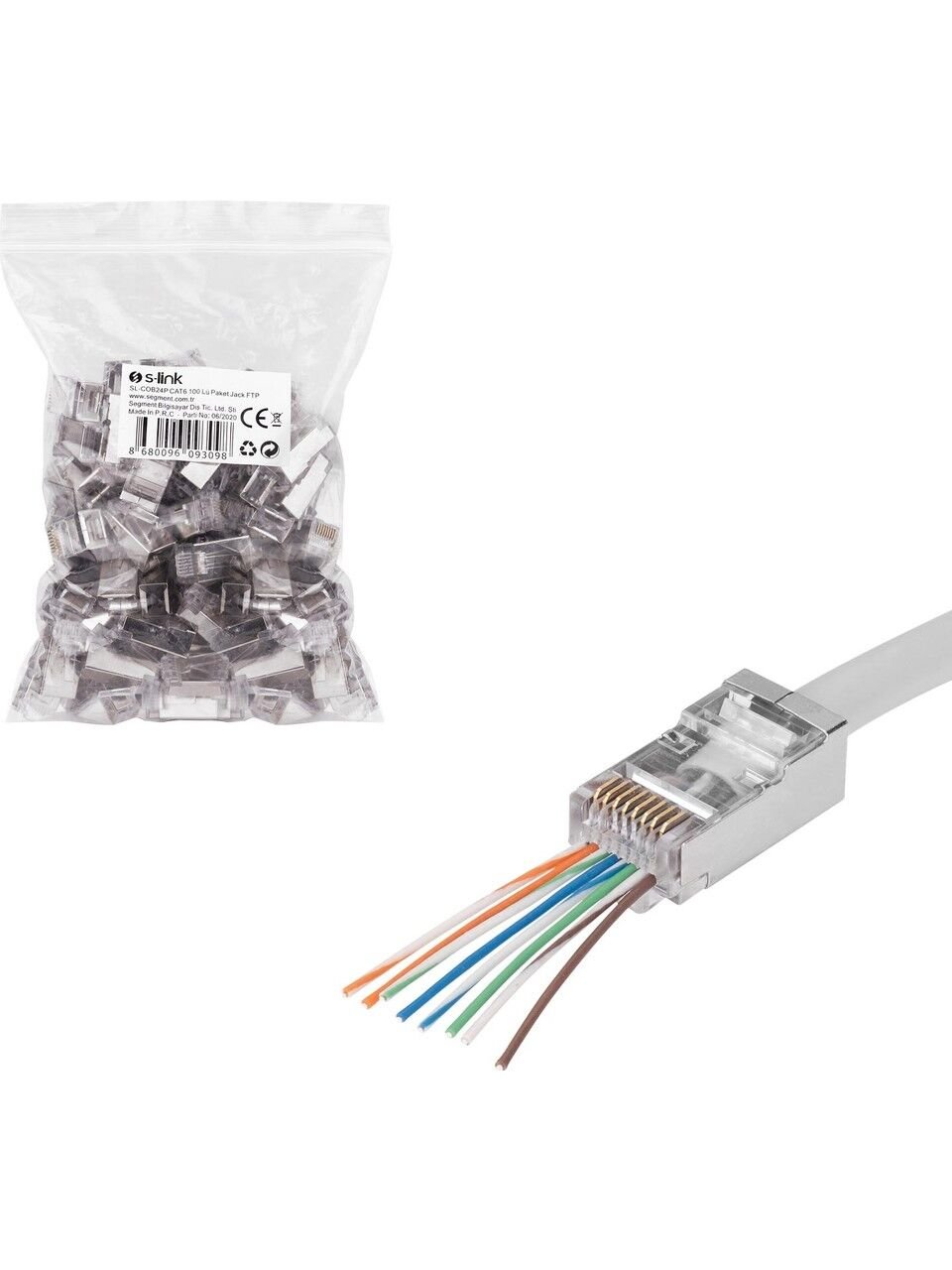 S-LİNK SL-COB24P RJ45 CAT6 100 LÜ PAKET YENİ NESİL JACK FTP