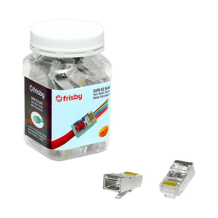 FRİSBY CAT6 EZ RJ45 YENİ NESİL DELİKLİ METAL KONNEKTÖR FNW-RJ4532N
