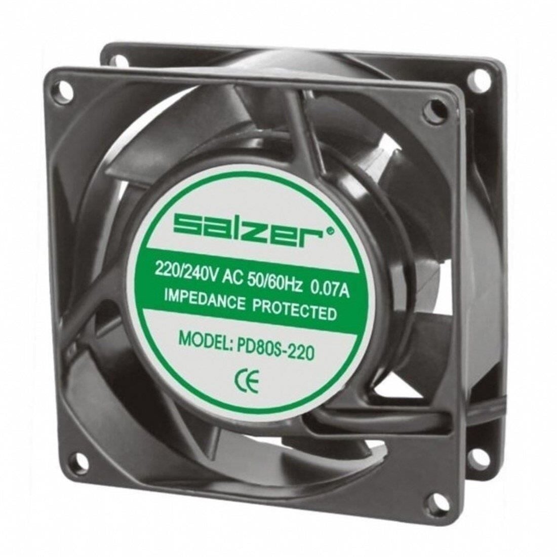 SALZER FAN 80X38 PLASTİK KANAT 220V AC KABLOLU PARMAK KORUMA TELİ