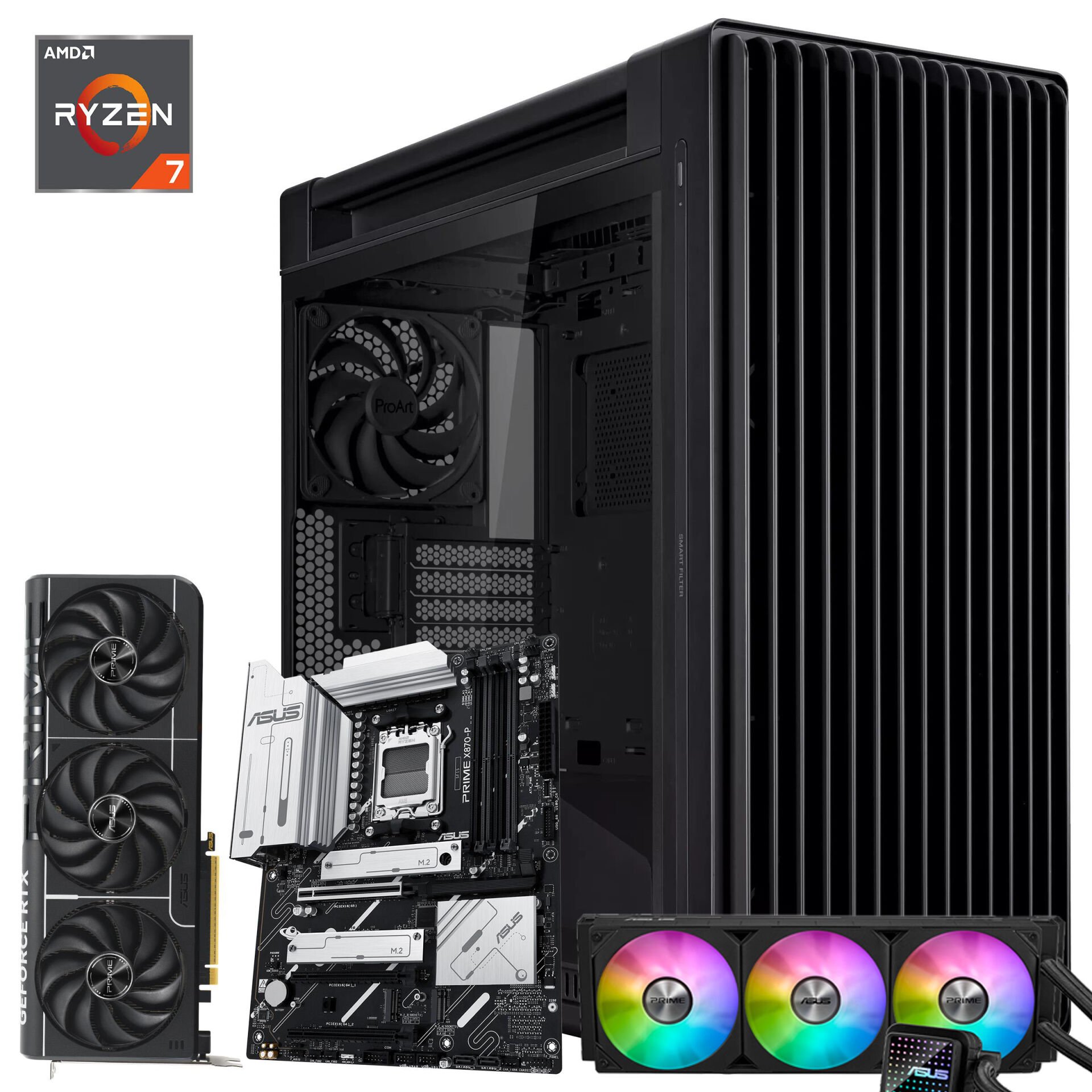 ProArt AMD Ryzen 7 9800X3D 64GB RAM 2TB M.2 SSD 8TB HDD PRIME GEFORCE RTX5080 OC W11P