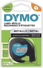 DYMO LETRATAG (12MM*4MT) METALİK GRİ  (59429)  PLASTİK ŞERİT