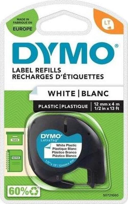 DYMO LETRATAG (12MM*4MT) BEYAZ (59422)  PLASTİK ŞERİT