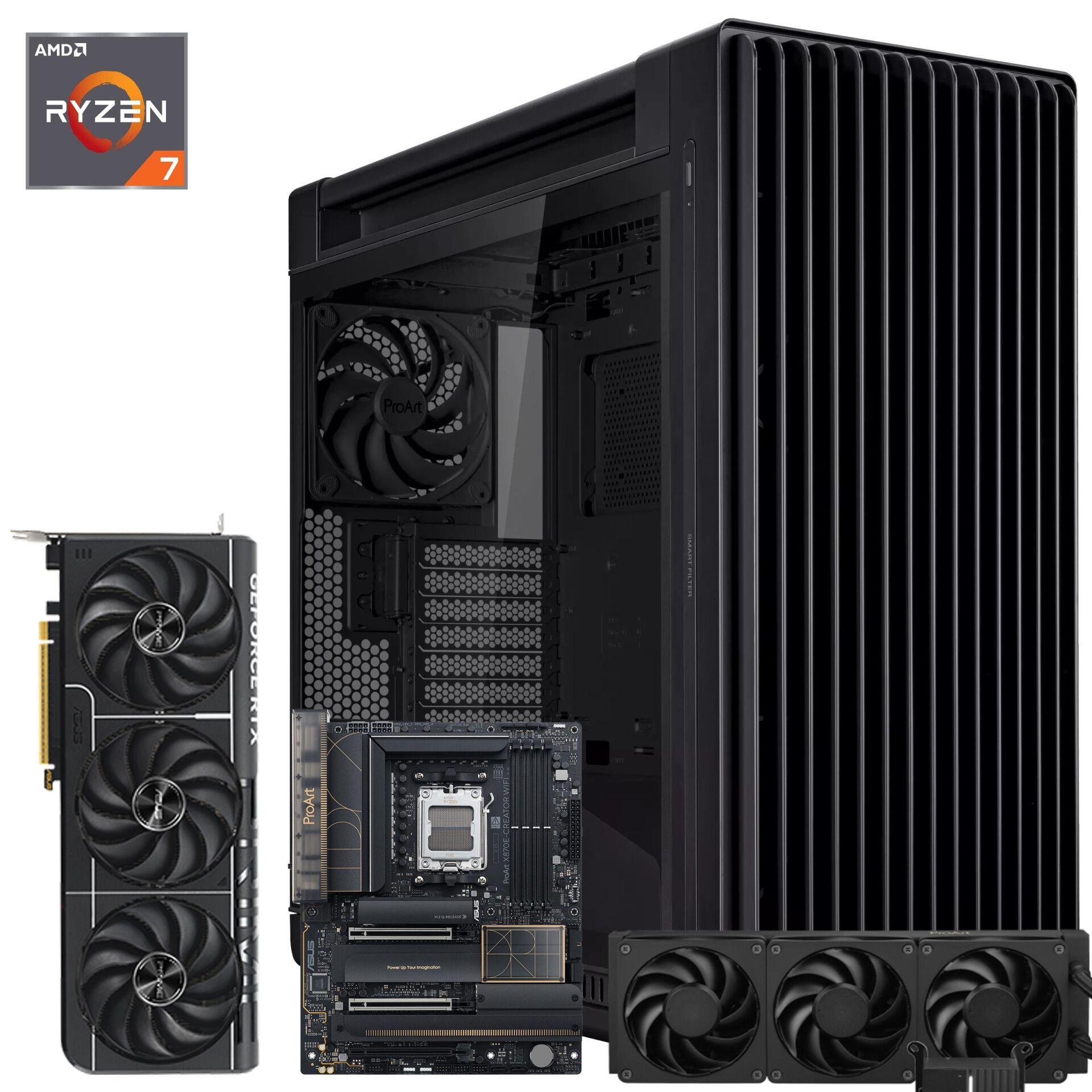 ProArt AMD Ryzen 7 9800X3D 96GB RAM 2TB M.2 SSD 8TB HDD PRIME RTX5080 OC 16GB