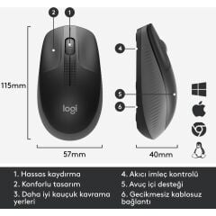 LOGİTECH M191 KABLOSUZ MOUSE - GRİ