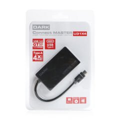 DARK CONNECT MASTER U31X4 USB3.1 TYPE-C TO 4 PORT TYPE-A HUB (DK-AC-USB31X4)