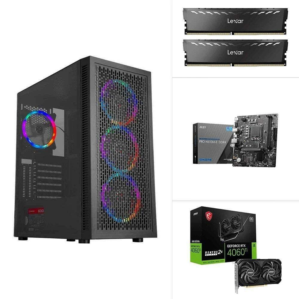 INTEL I3 13100F - RTX 4060 TI 8GB OC - PRO H610M-E - 500GB SSD - 16GB RAM FreeDOS Masaüsrü Bilgisayar