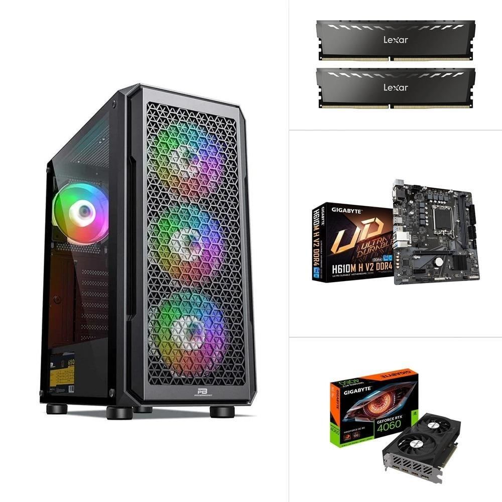 INTEL I3 12100F - RTX 4060 OC 8G - H610M H - 500GB SSD - 16GB RAM FreeDOS Masaüstü Bilgisayar