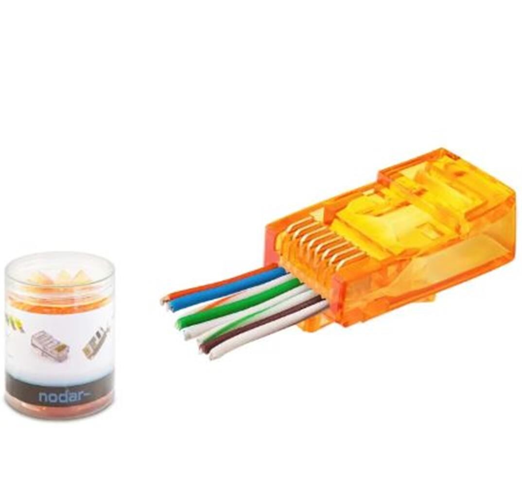 NODAR ND2405 CAT6 EZ RJ45 KONNEKTÖR 100 ADET PLASTİK KUTU -TURUNCU