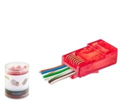 NODAR ND2403 CAT6 EZ RJ45 KONNEKTÖR 100 ADET PLASTİK KUTU - KIRMIZI