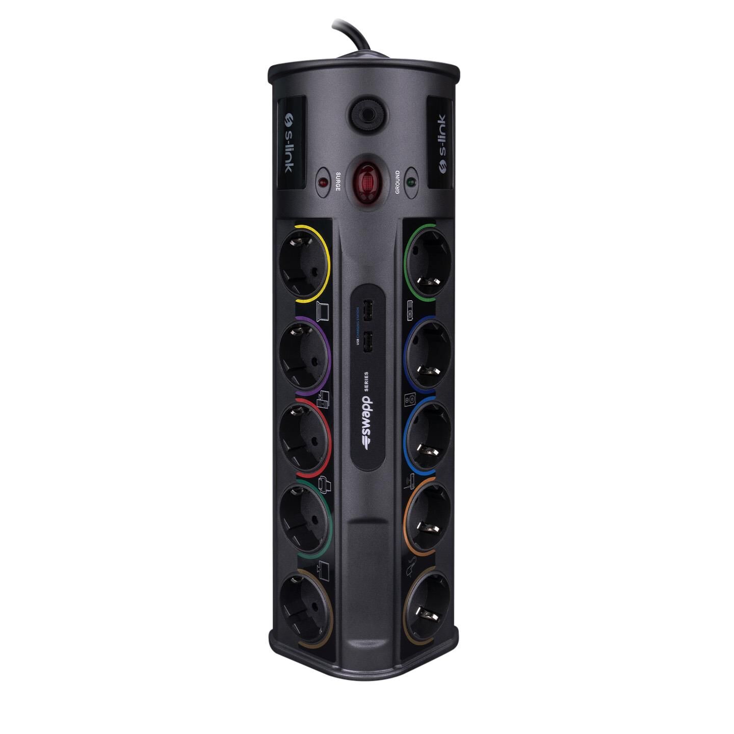 S-LINK SWV-PRZ010 1.8M 1860 JOULE 1.5MM 1 USB 1 TYPE C 2.1A/5V 16A 250V 3680W 10 LU AKIM KOR.PRİZ