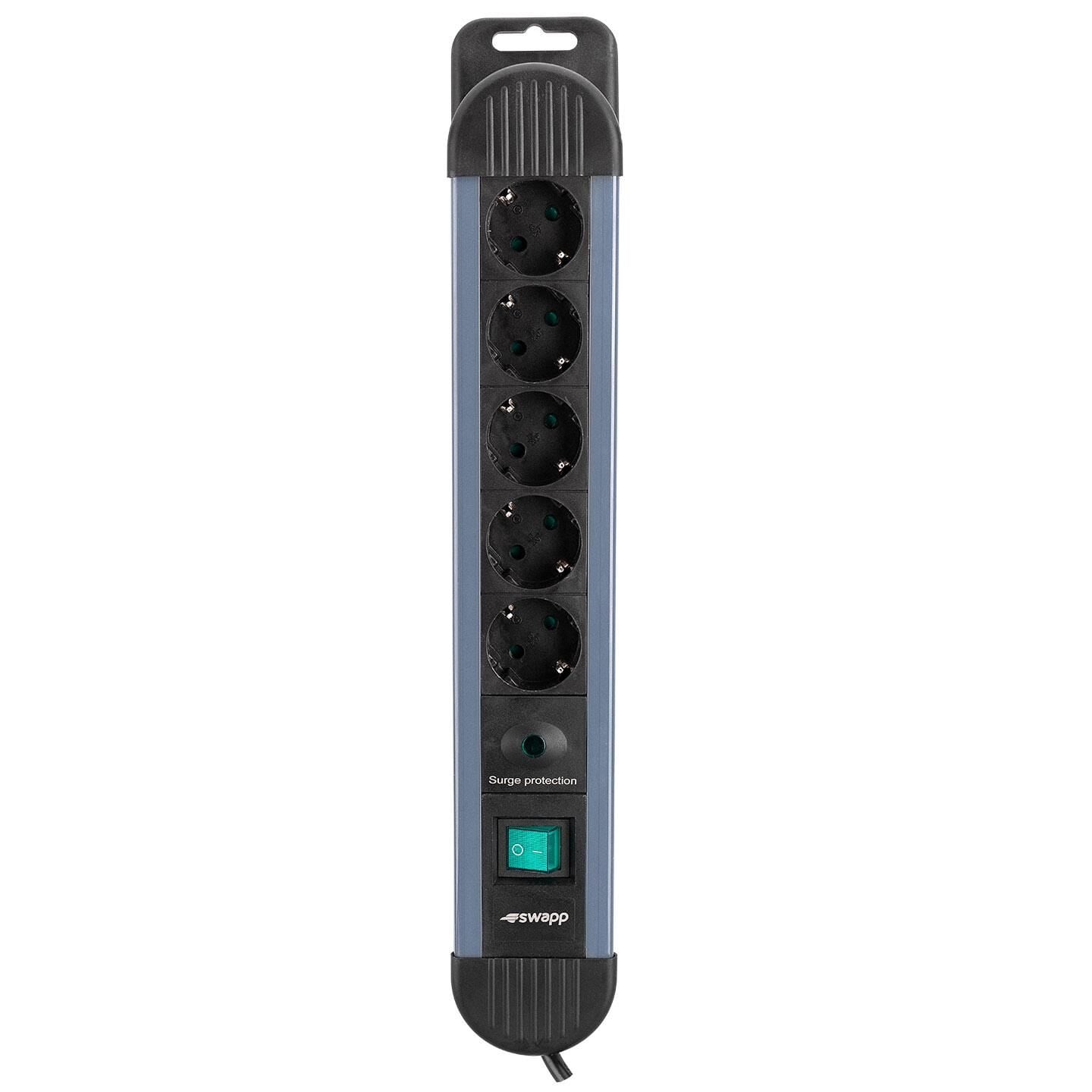 S-LİNK SPGKS05 1.5M 3G1.5MM2 900 JOULE 5Lİ AKIM KOR. GRİ PRİZ ÇOKLAYICI