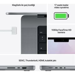 APPLE MACBOOK PRO MKGQ3TU/A APPLE M1 PRO 16 GB 1 TB SSD 14'' MACOS DİZÜSTÜ BİLGİSAYAR