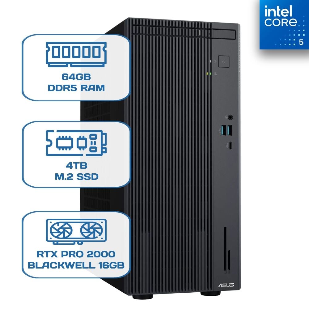 Asus ExpertCenter P500MV-C52108512B0D C5 210H 64 GB DDR5 4 TB M.2 SSD RTX PRO 2000 BLACKWELL 16GB W11P Desktop
