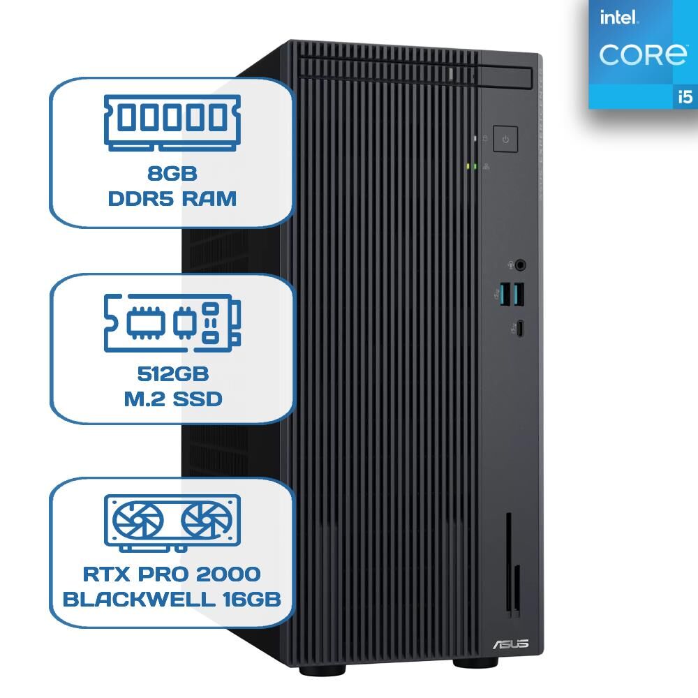 Asus ExpertCenter P500 P500MV-I513428512B0D i5 13420H 8 GB DDR5 512 GB M.2 SSD RTX PRO 2000 BLACKWELL 16GB W11P Desktop